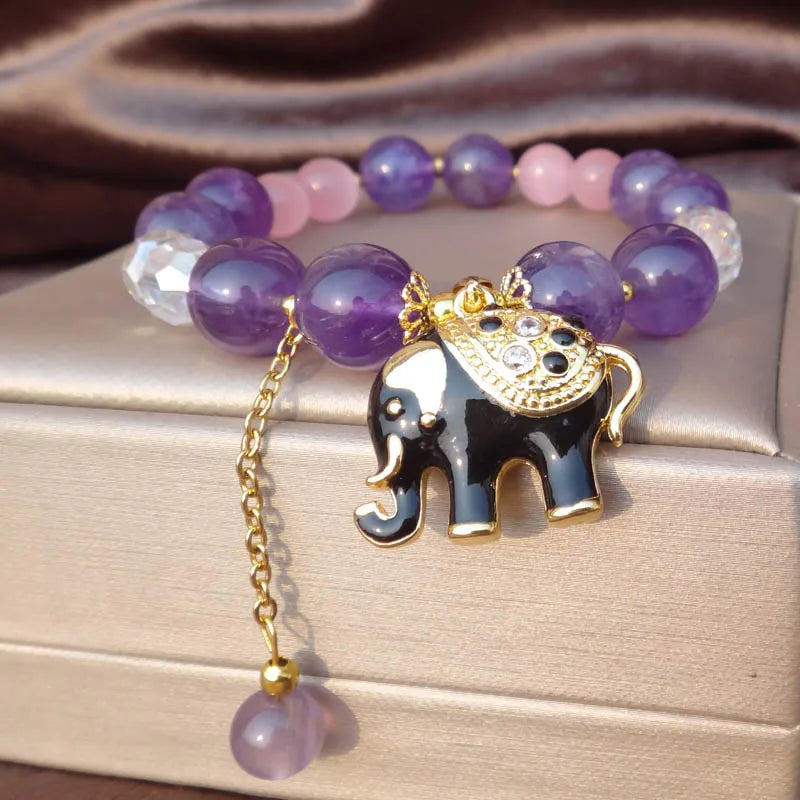 Elephant Pendant Adjustable Bangles Crystal Bracelets