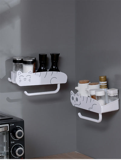 Kawaii Cat Bathroom Shelf Storage Rack With Hooks Storage Rack