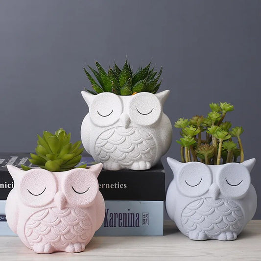 Cute Owl Flower Pot Ceramic Planter