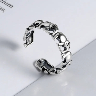 Elephant 925 Sterling Silver Ring  Open Ring