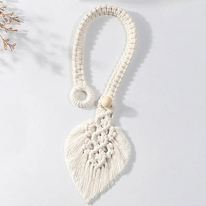 Native Curtain Tiebacks Macrame Tassel Leaf Shaped