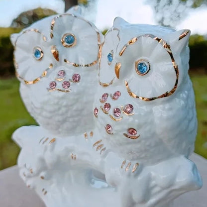 Couple Owl Ceramic Owl Figurine