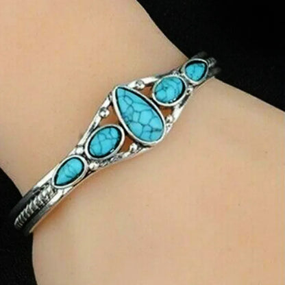 Native Turquoise Carved Geometric Bracelet