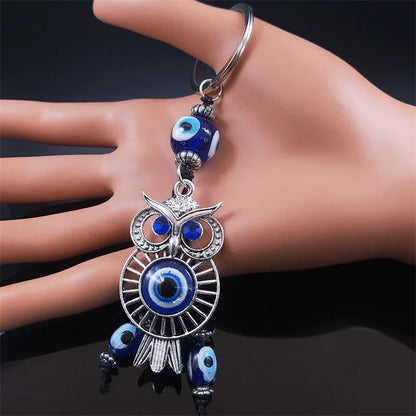 Owl Evil Blue Eye Tassel Key Chain