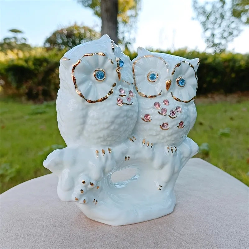 Couple Owl Ceramic Owl Figurine