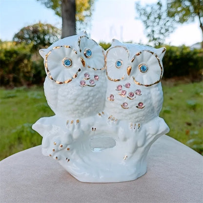 Couple Owl Ceramic Owl Figurine