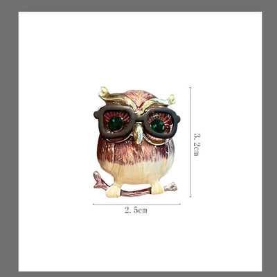 Owl Wear Glasses Vintage Cute Brooches