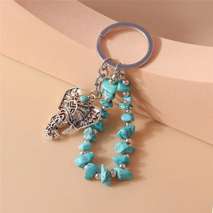 Elephant Turquoise Stone Keychain