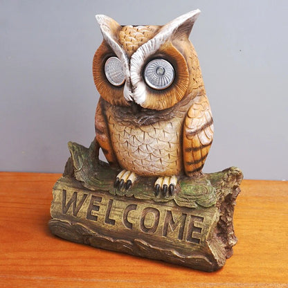 Owl Resin Wall Hanging Statues Solar Light