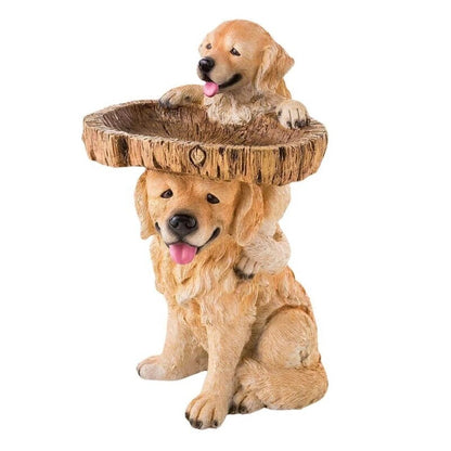 Dog Statues Bird Feeder Resin