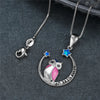 Owl Star White Blue Opal Pendant Necklace