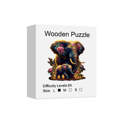 Elephant Wooden Puzzle Unique Shaped Pieces