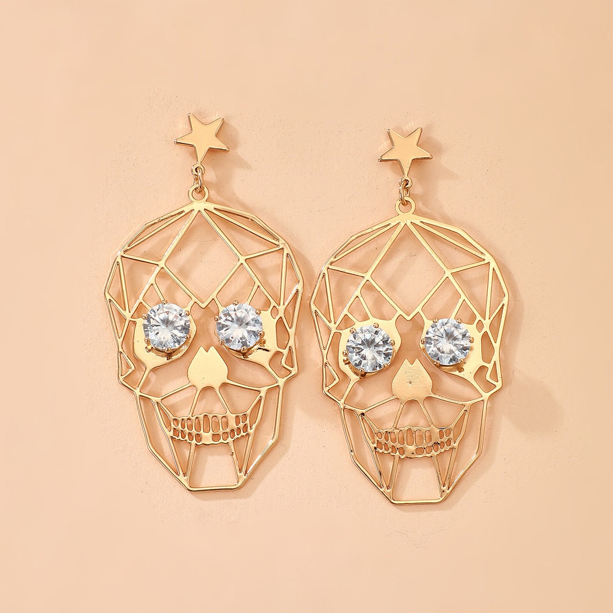 Golden Skull Face Earrings