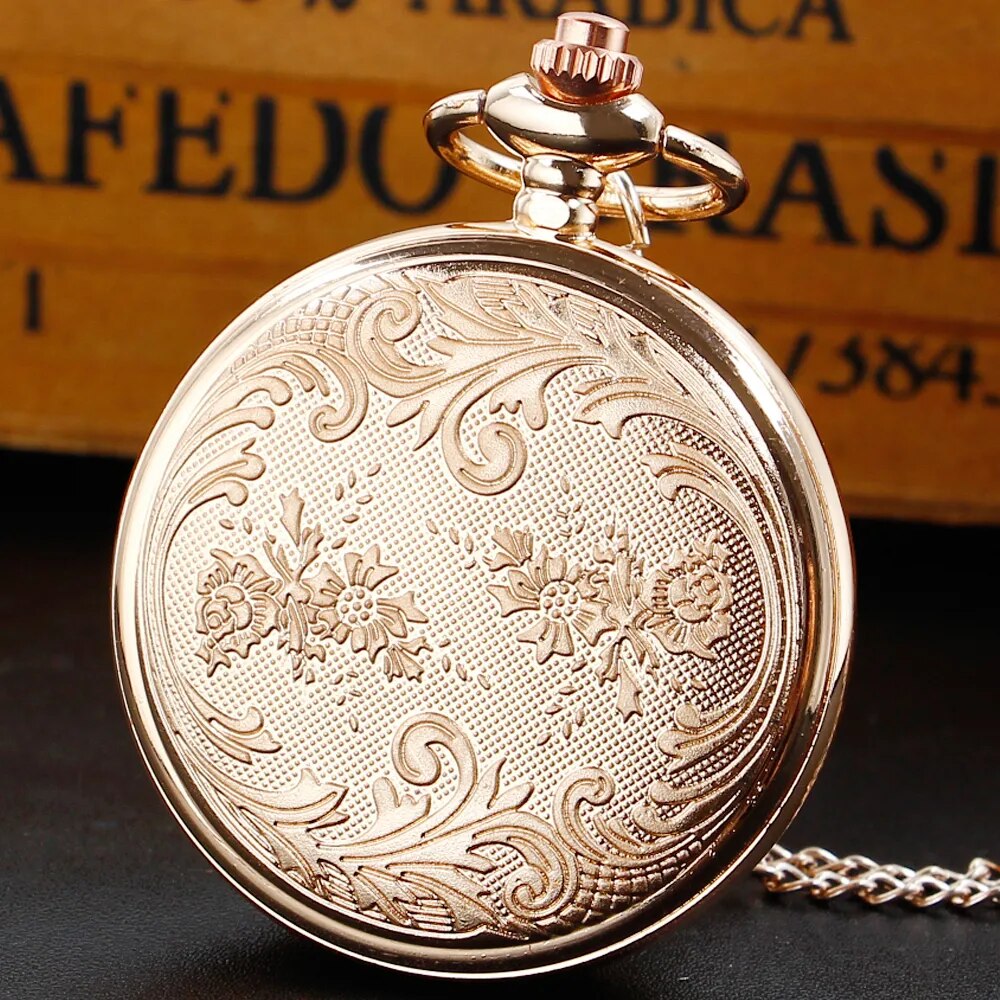 Owl White Dial Golden Quartz Pocket Watch