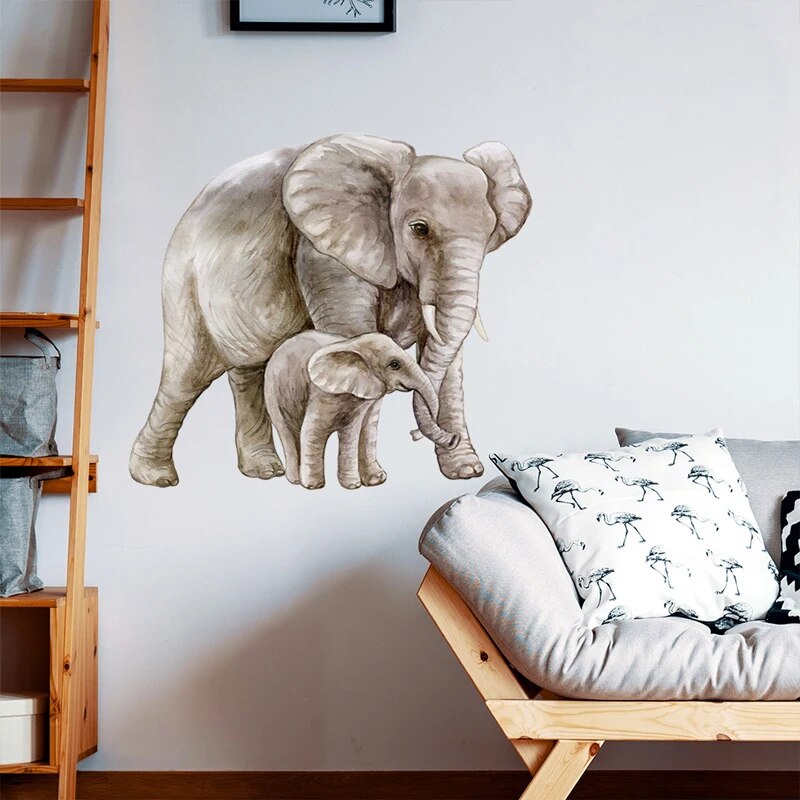 Elephant Pattern Wall Sticker PVC Self Adhesive