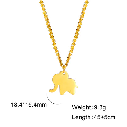Elephant Family Pendant Stainless Steel Necklace Gold Color