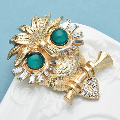 Owl Big Eyes Brooches Gold Color