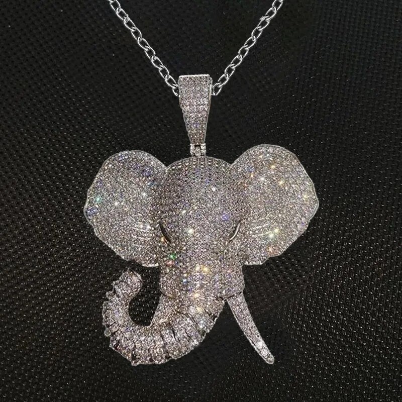 Elephant Pendant Rhinestone Necklace