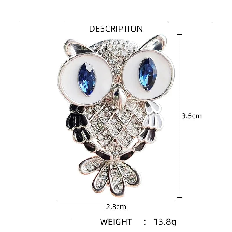 Owl Blue Eyes Cute Brooches Rhinestone