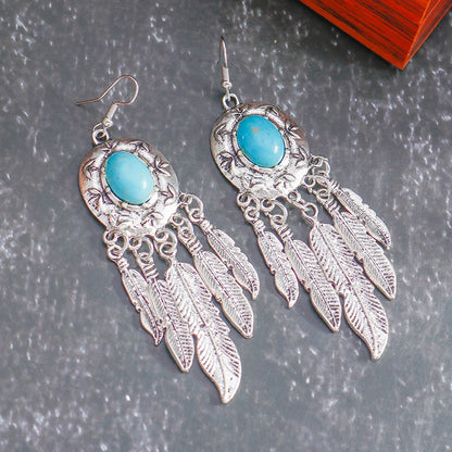 Native Turquoise Tassel Earrings