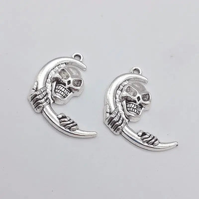 Skull Moon Charms Silver Color