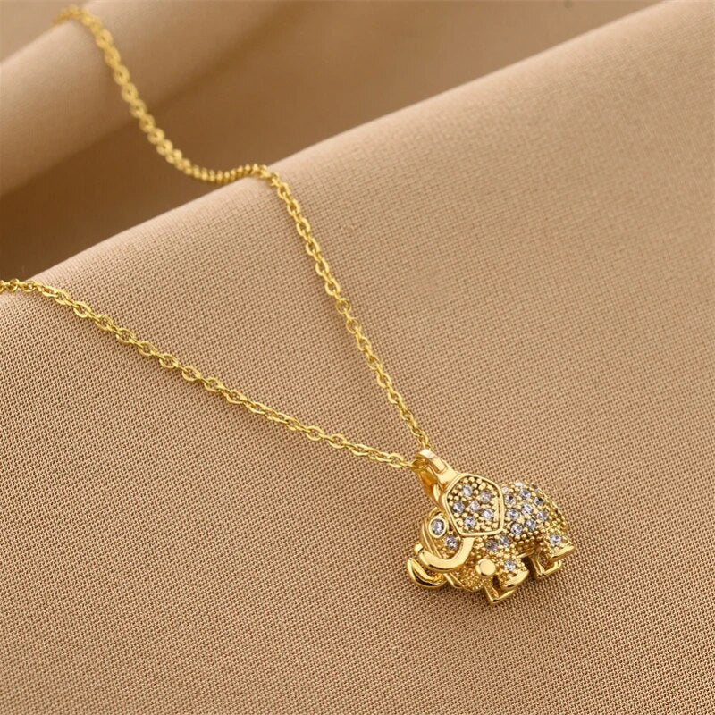 Elephant Cubic Zirconia Pendant Necklace