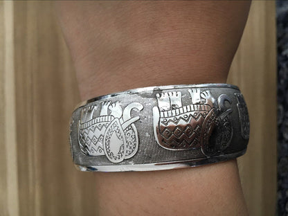 Elephant Silver Color Cuff Bracelet