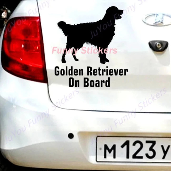 Dog Golden Retriever Funny Car Sticker Decals