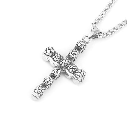 Skull Cross Necklace Gothic Stainless Steel Pendant