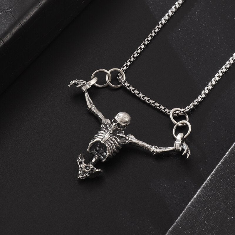 Skull Pendant Biker Punk Rock Necklace Gothic