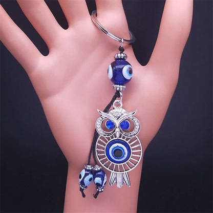 Owl Evil Blue Eye Tassel Key Chain