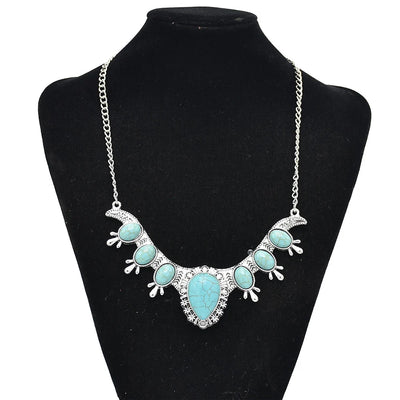 Native Turquoise V-shaped Alloy Necklace