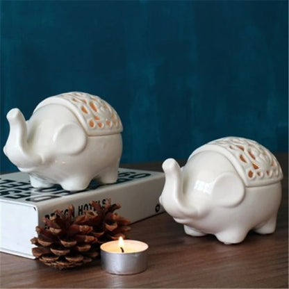 Elephant Crafts Ceramic Hollow Candlestick Ornaments