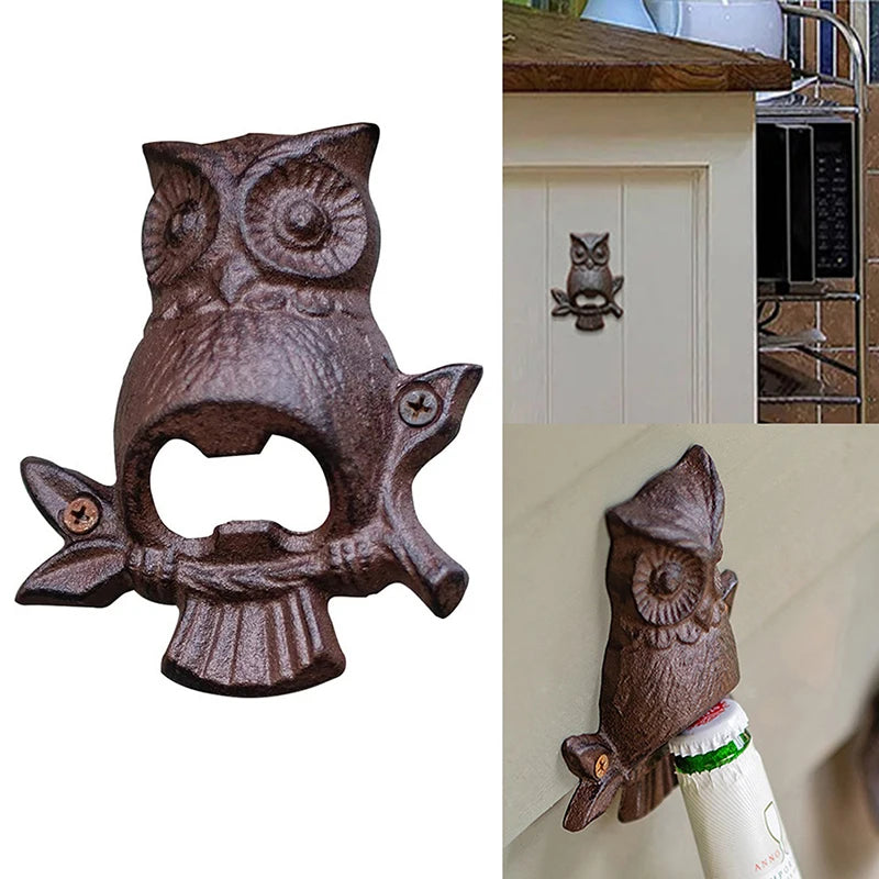 Owl Bottle Opener Wall Mounted Cast Iron Hanging