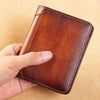 Owl Printing Short Card Holder Genuine Leather Wallets