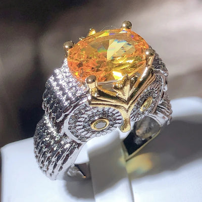 Owl Shape Orange Zirconia Ring