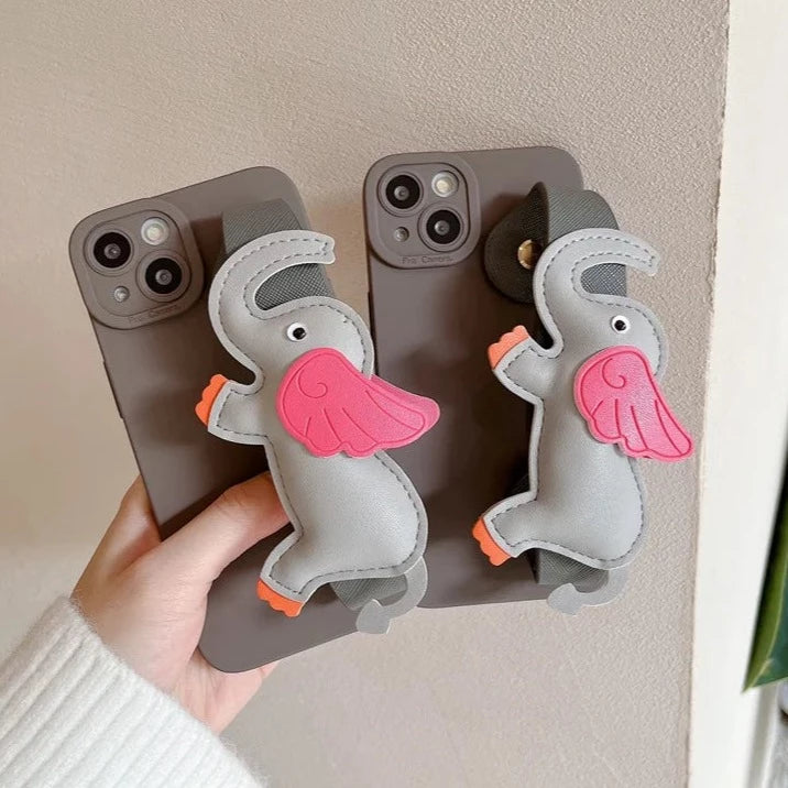 Elephant Wristband Stand Holder Phone Case For iPhone