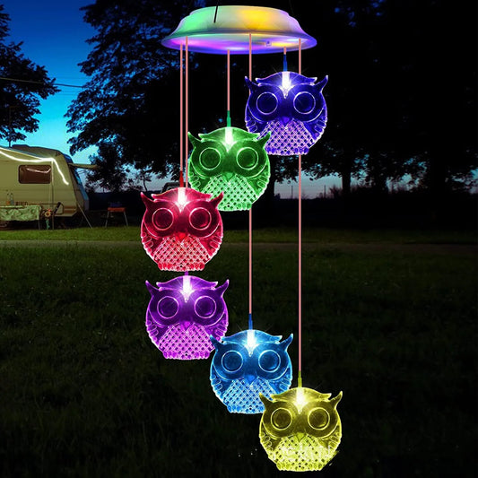 Owl Chimes Wind Hanging Solar Light