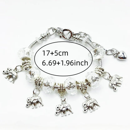 Elephant Shape Pendant Chain Bracelet Silver Alloy