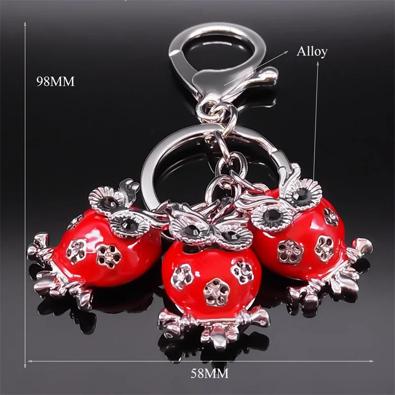 Owl Keychain Alloy Red Color