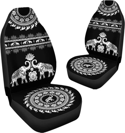 Elephant Flowers Pattern Seat Cover Full Set 2 Pack  Car Accessories