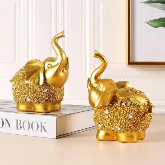 Elephant Gold Color Statue Decorate