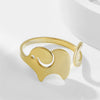 Elephant Open Rings Gold Color Stainless Steel
