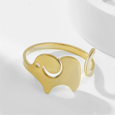 Elephant Open Rings Gold Color Stainless Steel