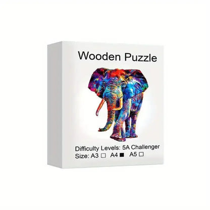 Elephant Wooden Puzzle Game Animal Shaped Pieces
