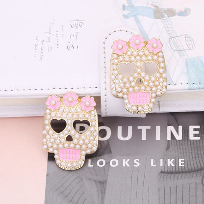 Halloween Skull Earrings With Rhinestone