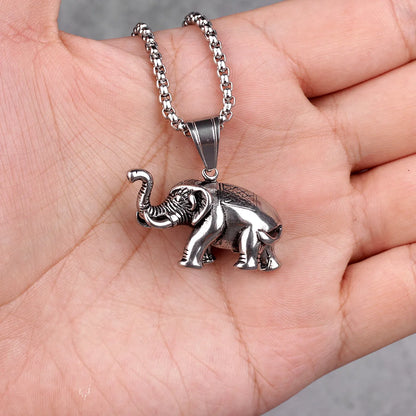 Elephant Long Necklaces Pendants Stainless Steel