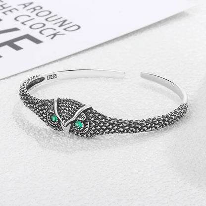 Owl Blue Green Zircon Cuff Bracelet