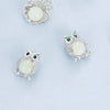 Owl Stud Earrings Sterling Silver Luminous Stone