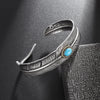 Native Silver Plated Turquoise Feather Wings Open Bracelet